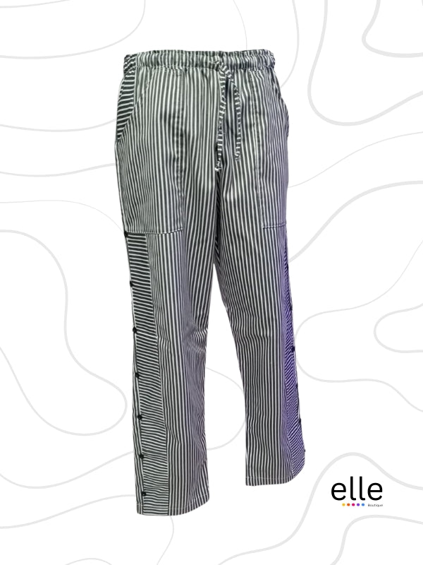 Black & White stripes with knots on Pants.