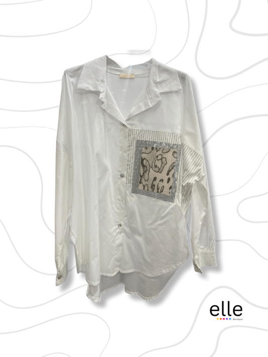 WILLOW COTTON PATCH ANIMAL SHIRT - WHITE