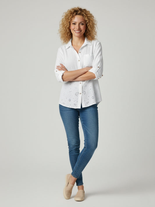 LINEN COLLAR SHIRT - WHITE