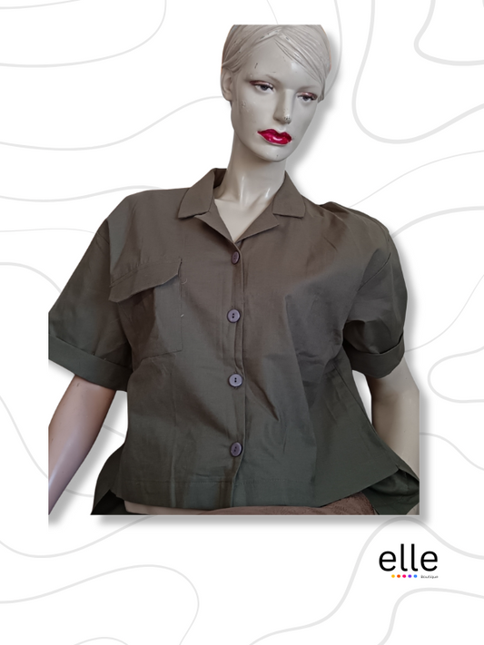 Olive Green Short Sleeve Top